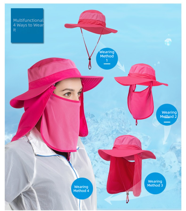 Black Outdoor Summer Sun Protection Hat with UV Protection Breathable Wide view 3