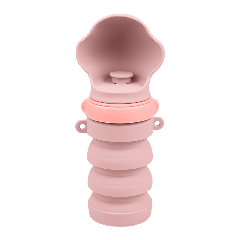 Pink Portable Collapsible Pet Water Bottle for Dogs Outdoor Travel Drinking — image 1
