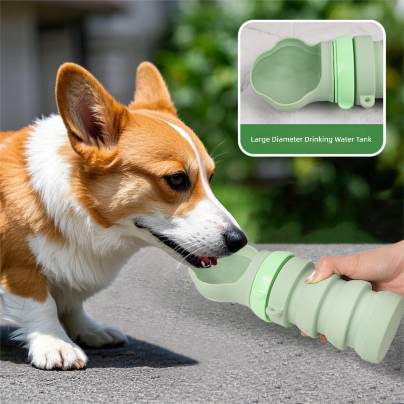 Pink Portable Collapsible Pet Water Bottle for Dogs Outdoor Travel Drinking view 4