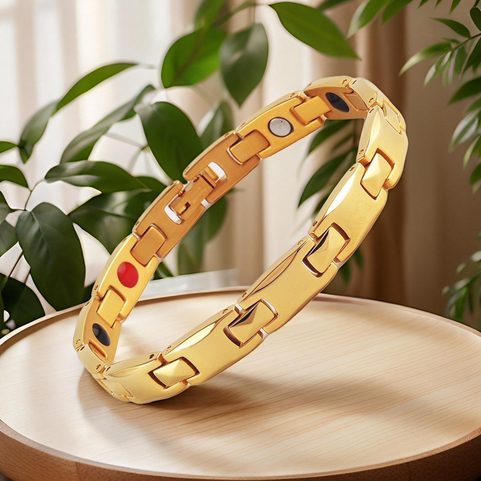 Silver Women's Titanium Steel Magnetic Bracelet with Negative Ions and view 3