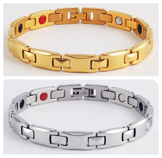 Silver Women's Titanium Steel Magnetic Bracelet with Negative Ions and view 4