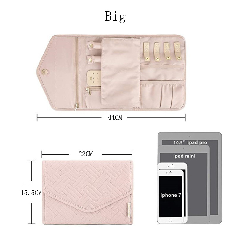 Blue Portable Jewelry Roll Bag Travel Organiser High-End Delicate Accessories view 3