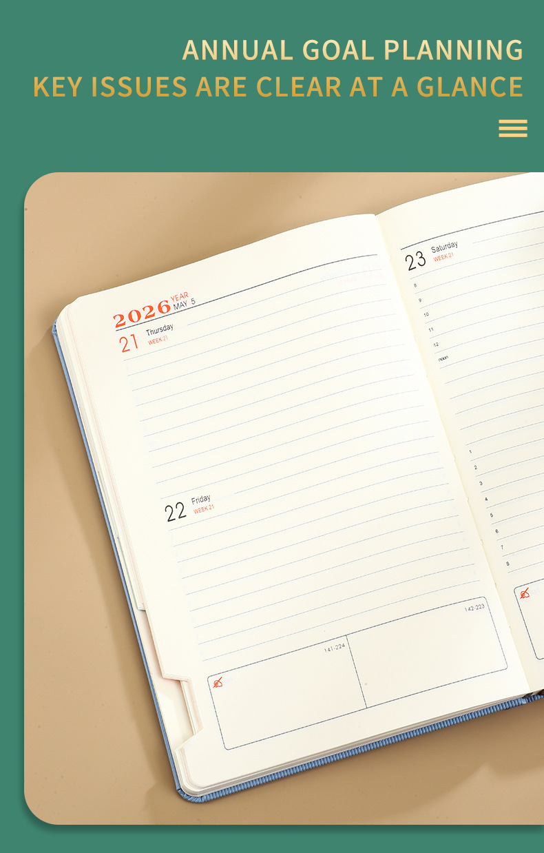 Black 2026 A5 English Daily Planner Notebook 365-Day Schedule Book for Monthly view 4