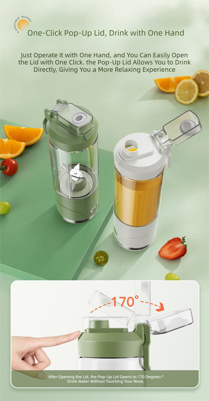 Green Portable Automatic Rechargeable Blender Wireless Juicer Mini Ice Crusher view 5