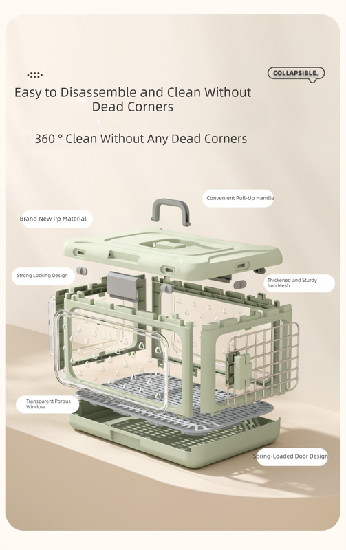 Blue Premium Foldable Pet Carrier Crate - Breathable Aviation Travel Box for view 5