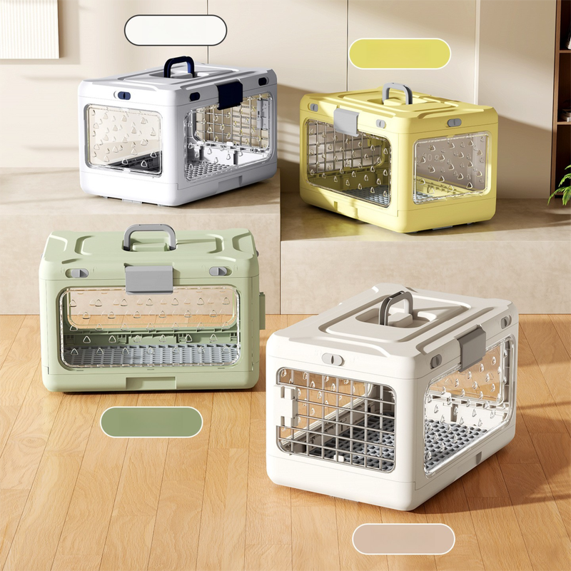 Grey Premium Foldable Pet Carrier Crate - Breathable Aviation Travel Box for view 2