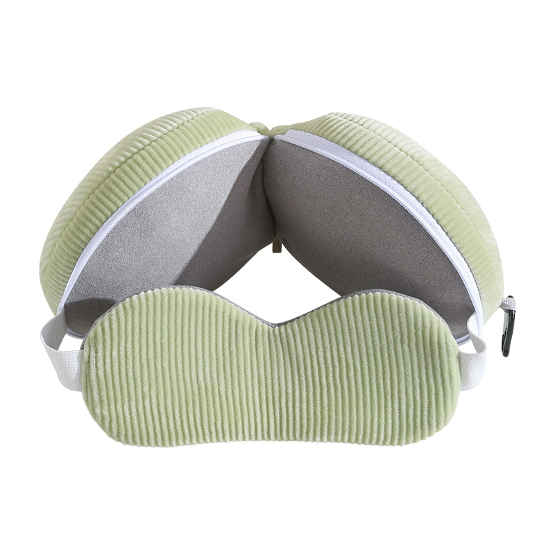 Green and Grey 3-in-1 Foldable Sleep Eye Mask with Neck Pillow - Compact view 3