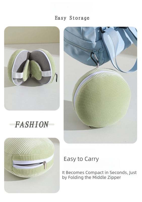 Green and Grey 3-in-1 Foldable Sleep Eye Mask with Neck Pillow - Compact view 4