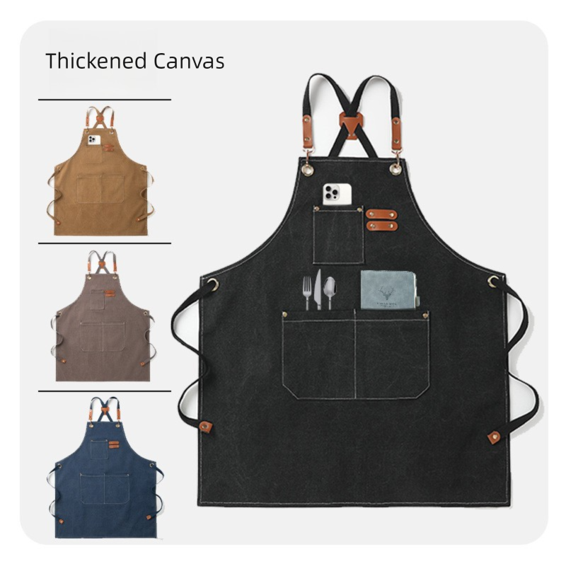 Grey 16-ounce Heavy-Duty Canvas Apron – Durable view 2