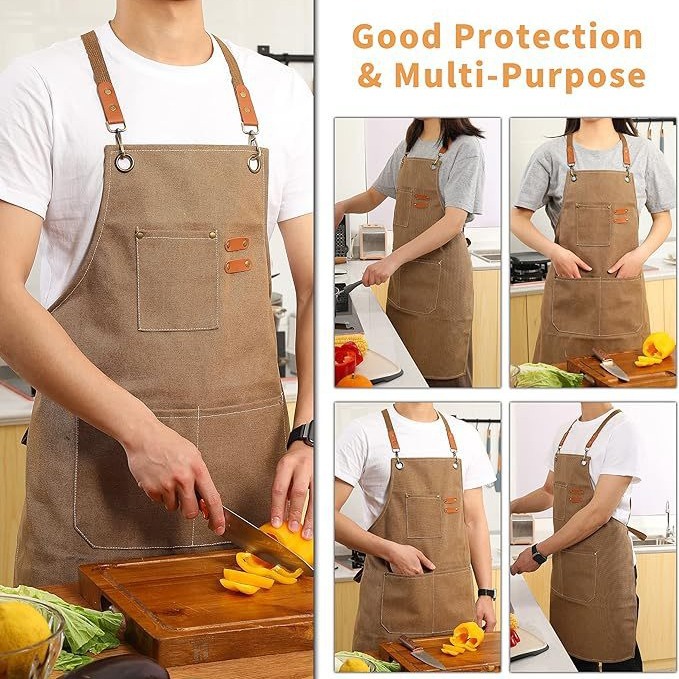 Brown 16-ounce Heavy-Duty Canvas Apron – Durable view 2