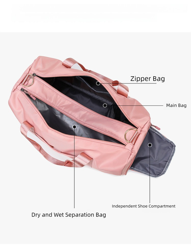 Red Large Capacity Travel Duffel Bag – Wet & Dry Separation view 4