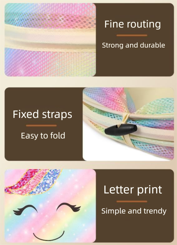 2 Pcs Cute Unicorn Design Foldable Mesh Storage Basket – Rainbow-Colored Toy view 4
