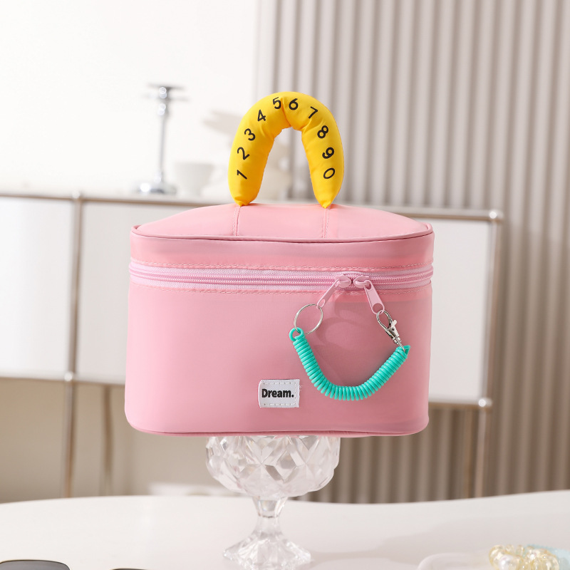 Pink Portable Makeup Bag – Large Capacity