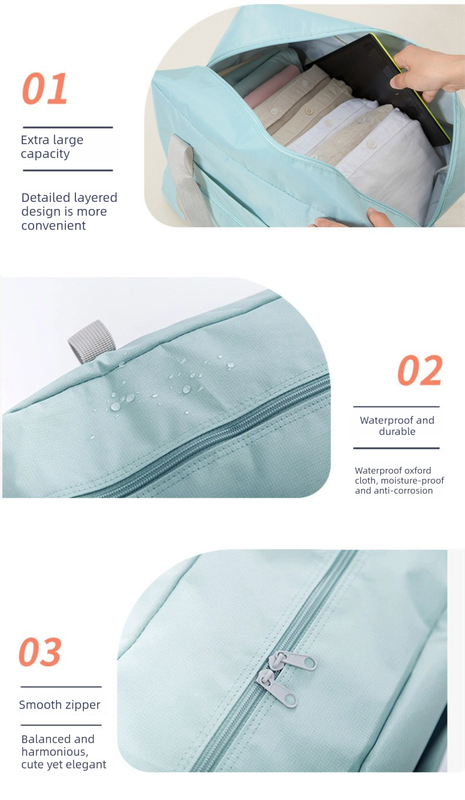 Blue Foldable Travel Duffel Bag – Lightweight view 5