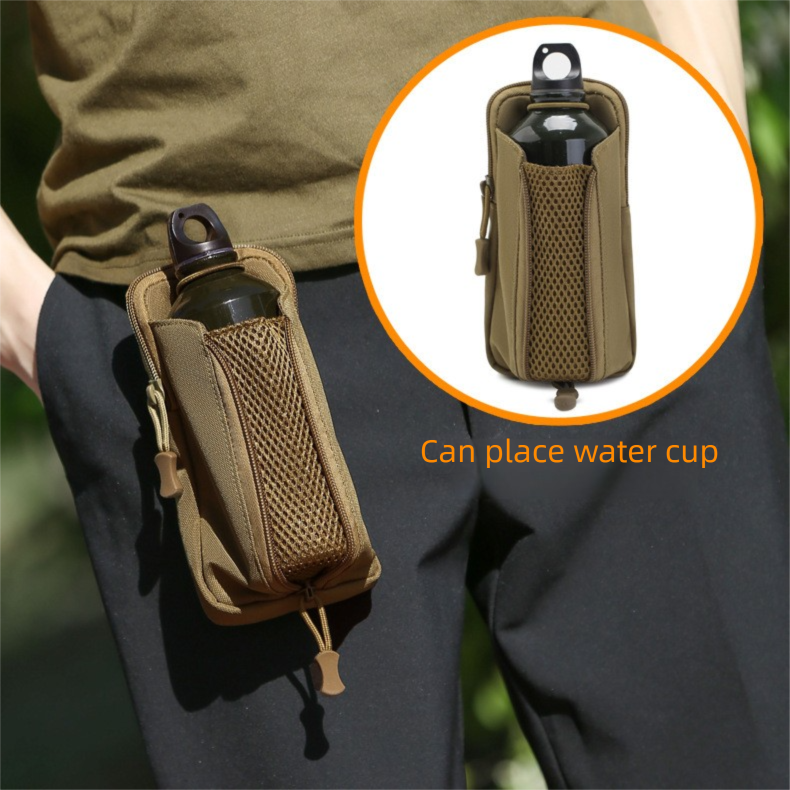 Black Multi-Functional Outdoor Water Bottle & Phone Pouch – Tactical Zippered view 7