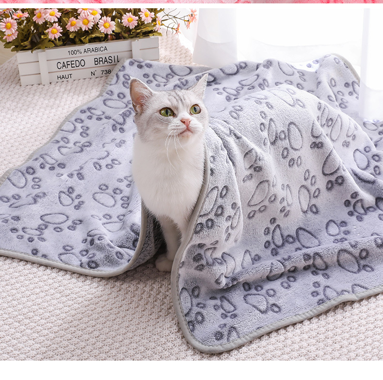 Brown Pet Blanket Set – Plush Paw Print Design, 3-Piece Pack (S/M/L Sizes) view 2