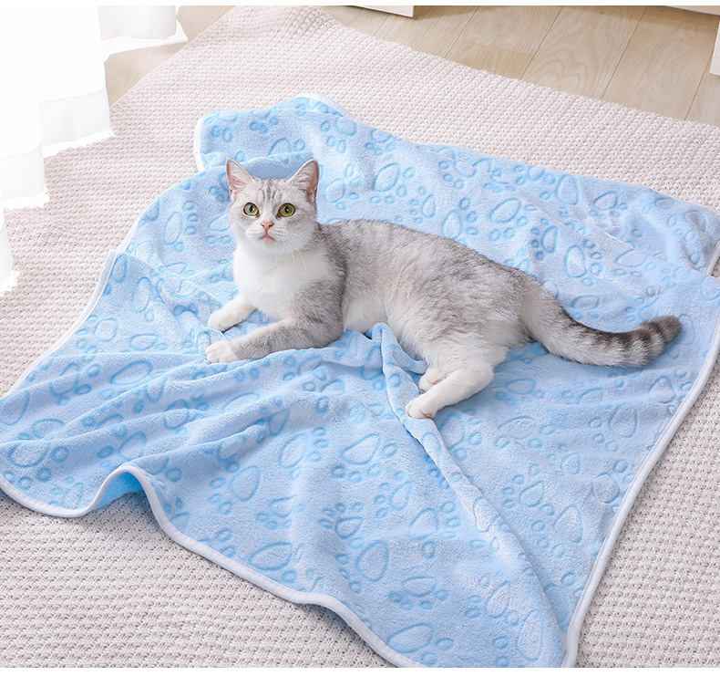 Brown Pet Blanket Set – Plush Paw Print Design, 3-Piece Pack (S/M/L Sizes) view 3