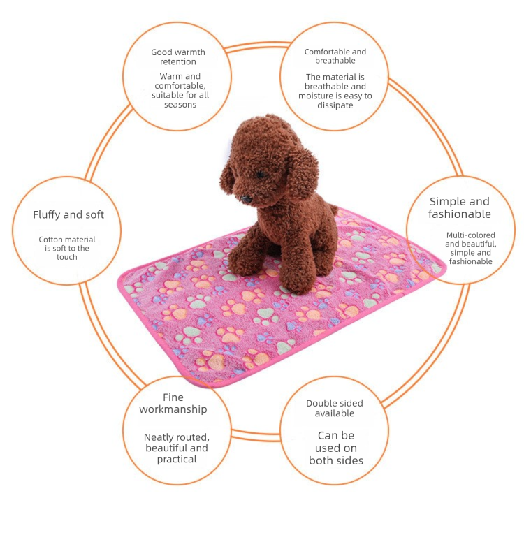 Beige Pet Blanket Set – Plush Paw Print Design, 3-Piece Pack (S/M/L Sizes) view 7