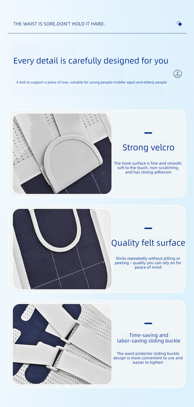 Size M Grey Wide Breathable Lumbar Support Belt – Adjustable Back Brace for view 3