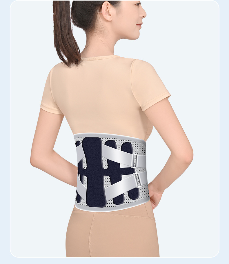 Size M Grey Wide Breathable Lumbar Support Belt – Adjustable Back Brace for view 5