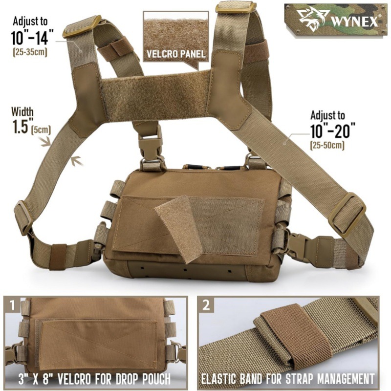 Green Minimalist Tactical Chest Rig - Lightweight Recon Pouch with Laser-Cut view 4