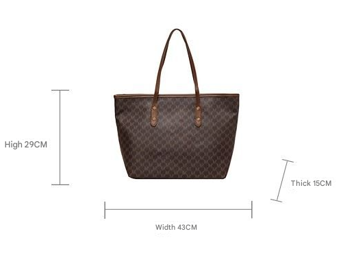 Black Chic Monogram Print Tote Bag - Large Capacity Shoulder Handbag for Work view 2
