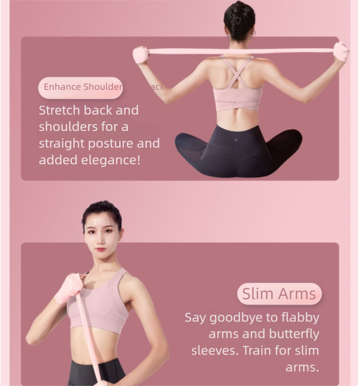Pink Thickened 2m [60 lbs] Yoga & Fitness Resistance Stretch Bands (Set of 2) view 2