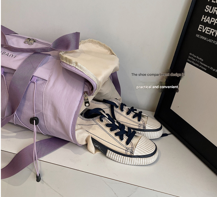 Beige Stylish Sports Gym Bag for Women - Lightweight Travel Duffel with view 3