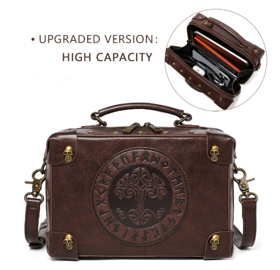 Retro Steampunk Satchel Bag with Decorative Clock & Gears - Gothic Crossbody Purse view 2
