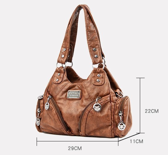 Wine Red Vintage Soft Leather Hobo Bag for Women - Multi-Pocket Shoulder Purse view 2