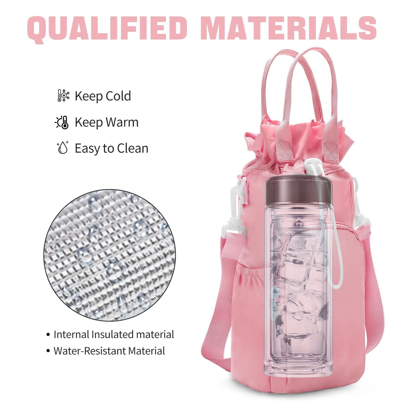 Black Protective Crossbody Water Bottle Holder with Pockets view 4