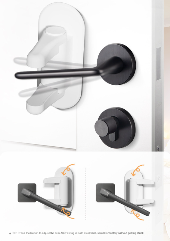 2-Pack White Child Safety Door Lever Lock - No-Drill Door Handle Lock for Home view 3
