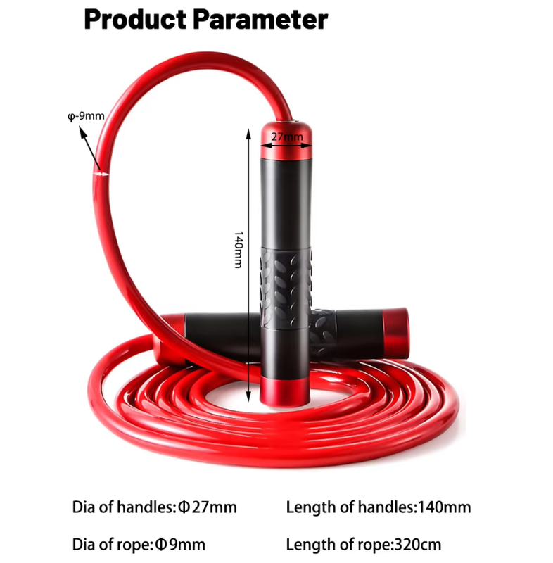 Red Weighted Jump Rope for Workout Fitness - Thick 9mm Cable for Intense Fitness view 2