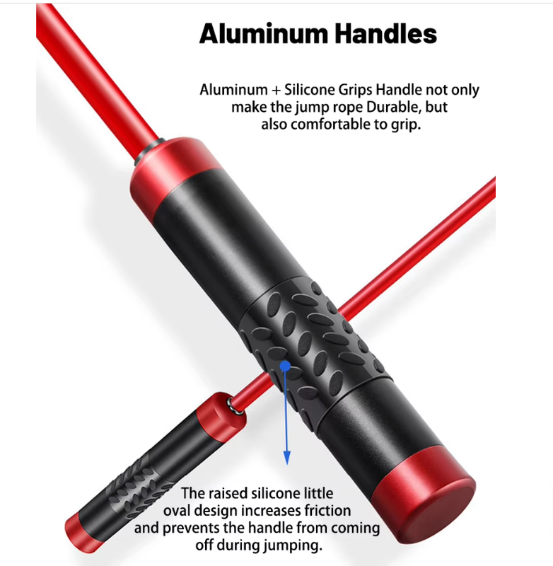 Red Weighted Jump Rope for Workout Fitness - Thick 9mm Cable for Intense Fitness view 3