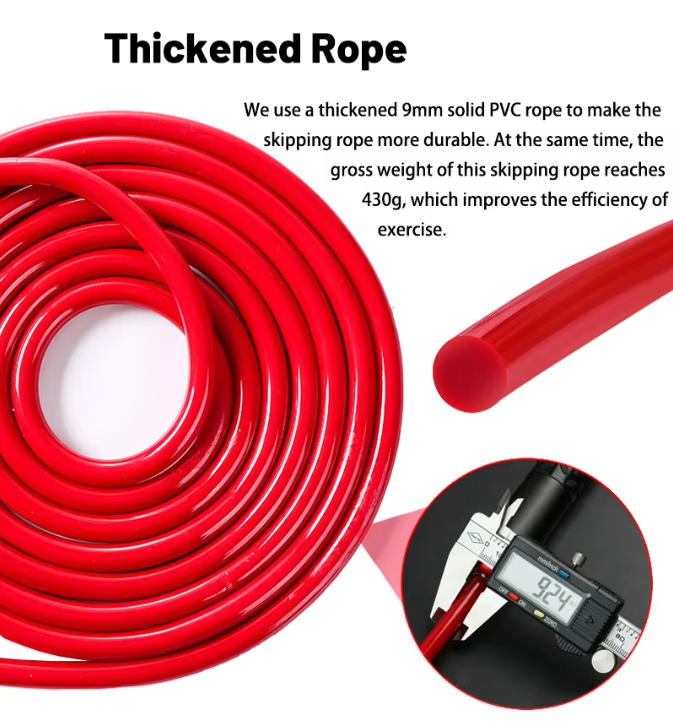 Red Weighted Jump Rope for Workout Fitness - Thick 9mm Cable for Intense Fitness view 5