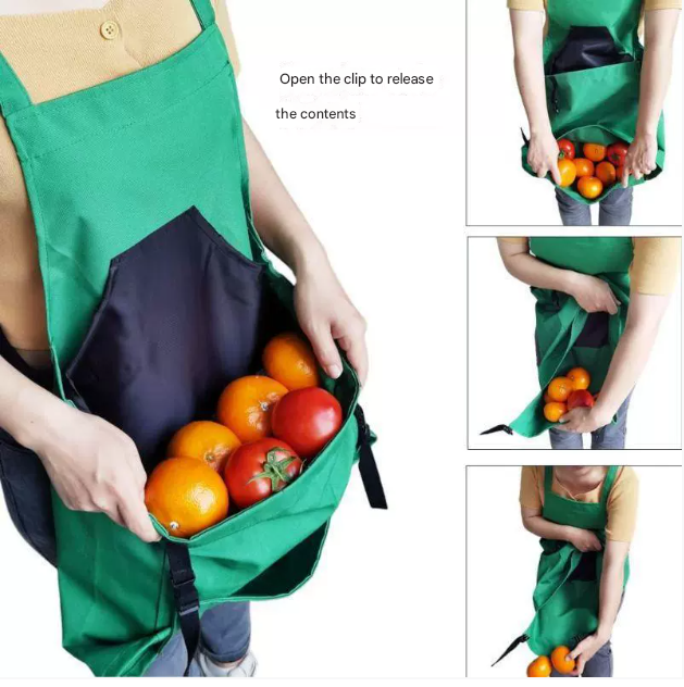 Rose Red Heavy-Duty Garden Harvesting Apron - Waterproof Fruit Picking Bag view 3