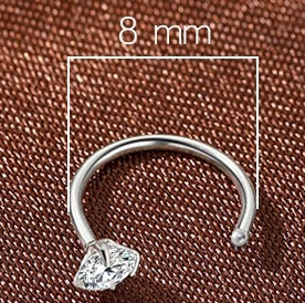 8mm (4-Pair Set) Minimalist C-Shaped Hoop Earrings with CZ Studs - S999 view 4