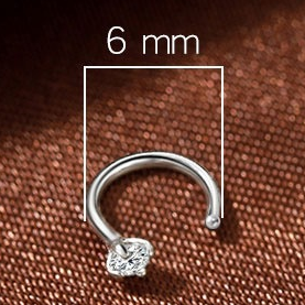 6mm (4-Pair Set) Minimalist C-Shaped Hoop Earrings with CZ Studs - S999 view 4
