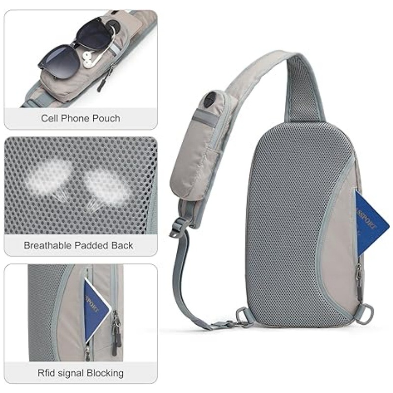 Black Lightweight Crossbody Sling Bag - Versatile Chest Daypack for Hiking view 3