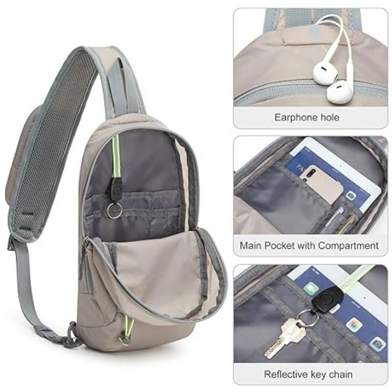 Black Lightweight Crossbody Sling Bag - Versatile Chest Daypack for Hiking view 4