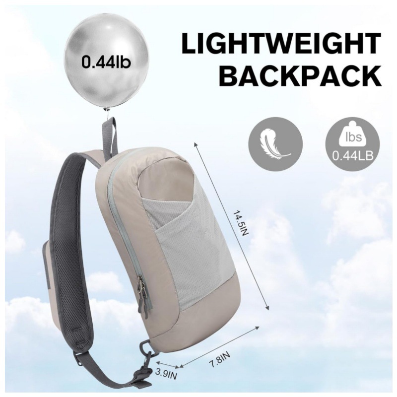 Grey Lightweight Crossbody Sling Bag - Versatile Chest Daypack for Hiking view 2