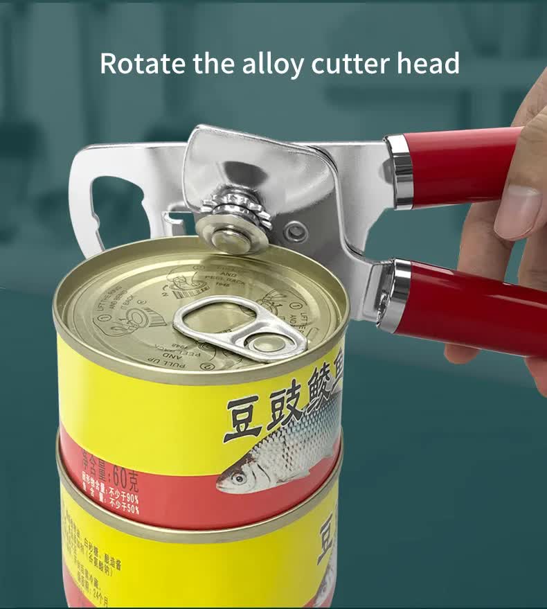 Red (2-Pack) Heavy-Duty Manual Can Opener - Ergonomic 3-in-1 Tool with view 4