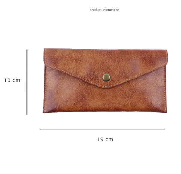 Brown Vintage Japanese Style Full-Grain Leather Phone Wallet - Slim Envelope view 2