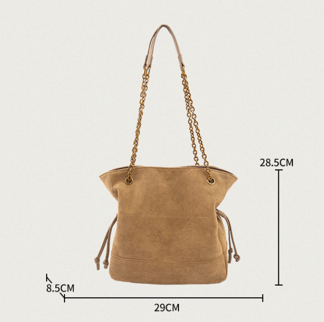 Brown Chic Suede Hobo Bag for Women - Versatile Tote with Drawstring view 2