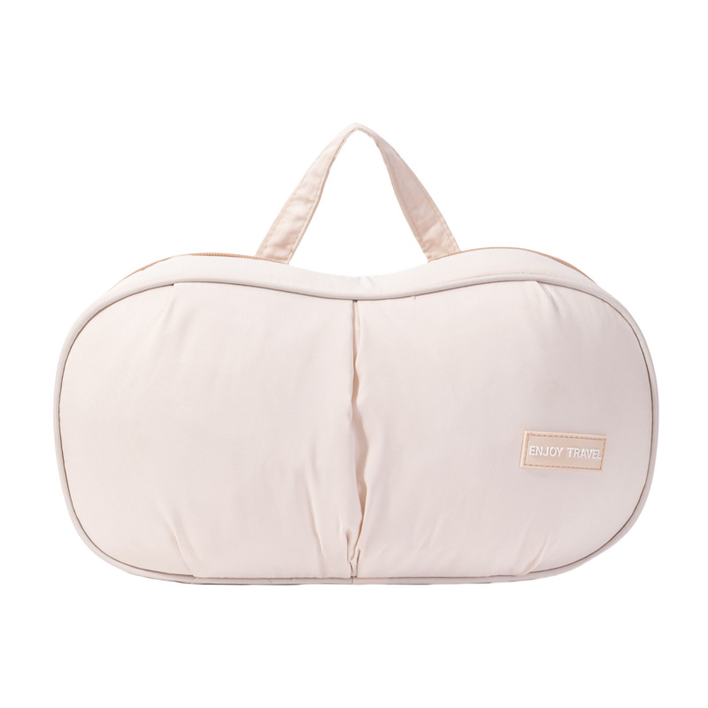 Beige Portable Underwear Travel Organizer Bag - Bra & Lingerie Storage