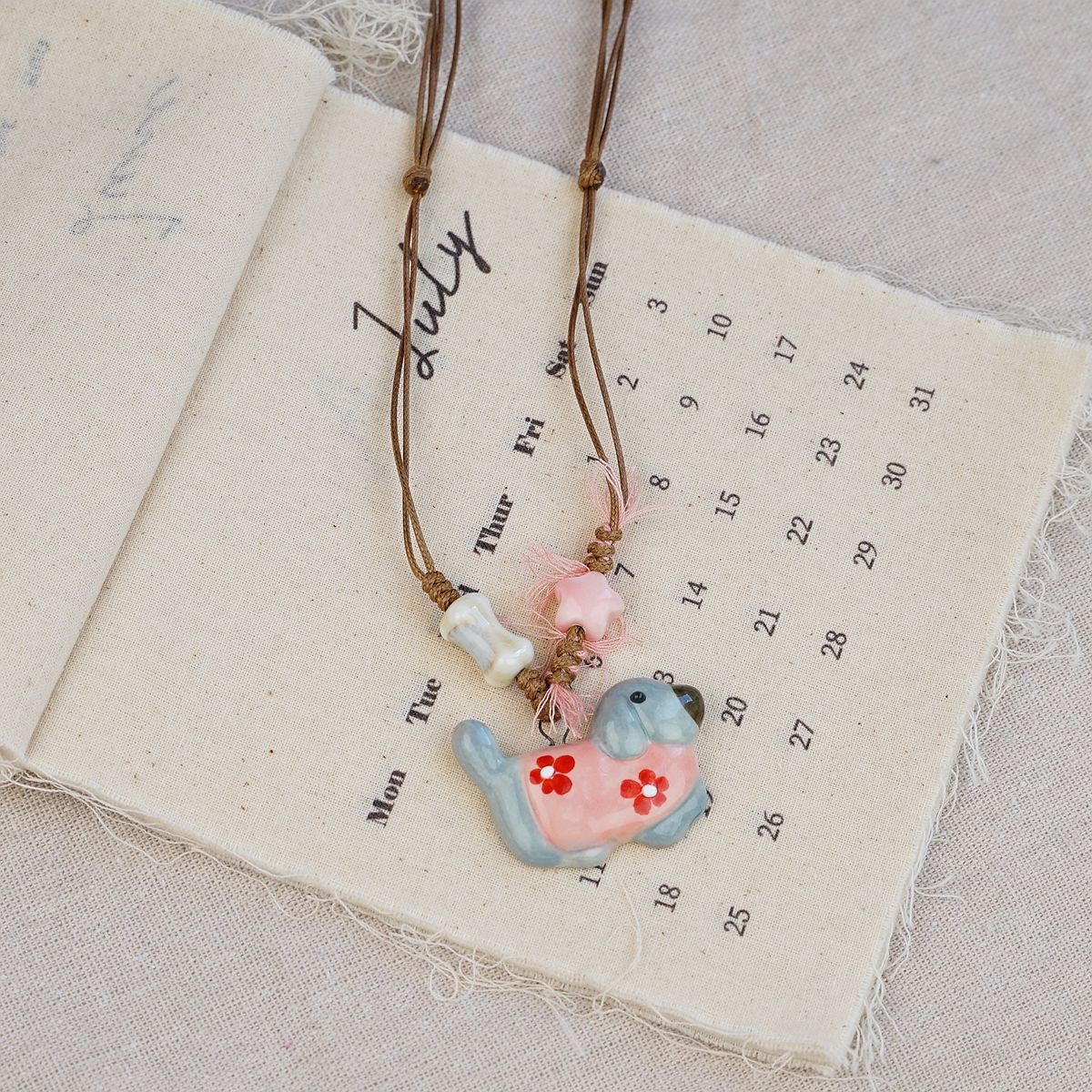 Random 4-Piece Set: Sweet & Fresh Ceramic Dachshund Dog Necklace - Cute Trendy view 5