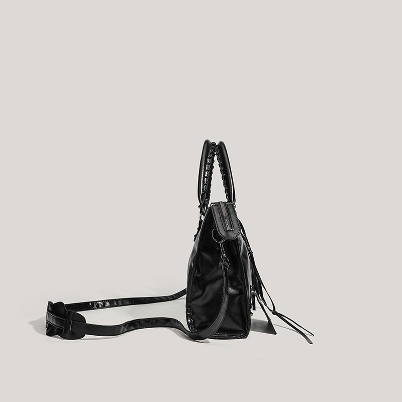 Edgy Chic Rivet Motorcycle Bag - High-Fashion Shoulder Crossbody Handbag for view 2