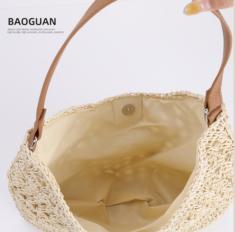 Khaki Stylish Woven Shoulder Bag - Fashionable Versatile Handbag & Crossbody view 3
