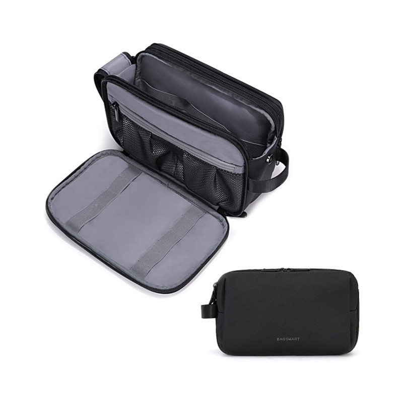Black Large Capacity Travel Toiletry Bag - Splash-Proof Organizer for Men's