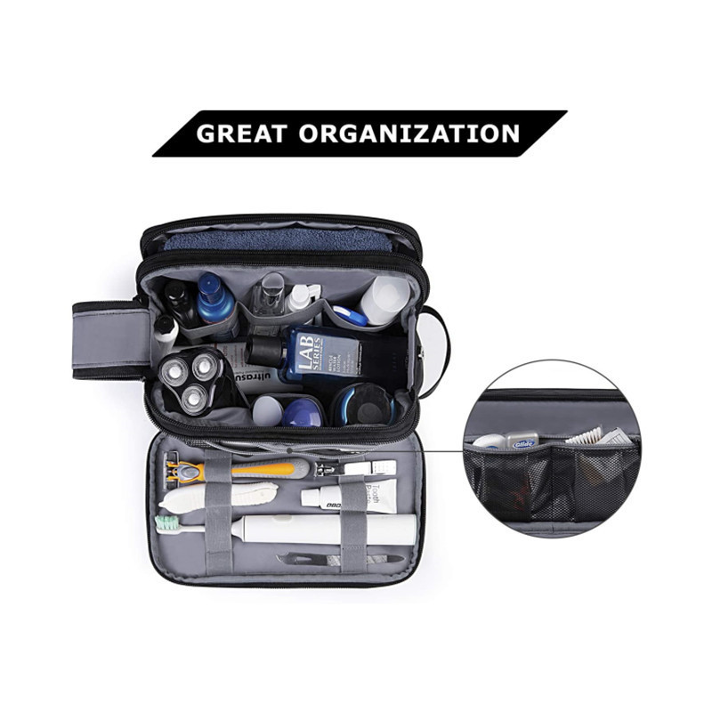 Black Large Capacity Travel Toiletry Bag - Splash-Proof Organizer for Men's view 2